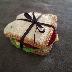 Hand Crocheted BLT Coaster Gift Set